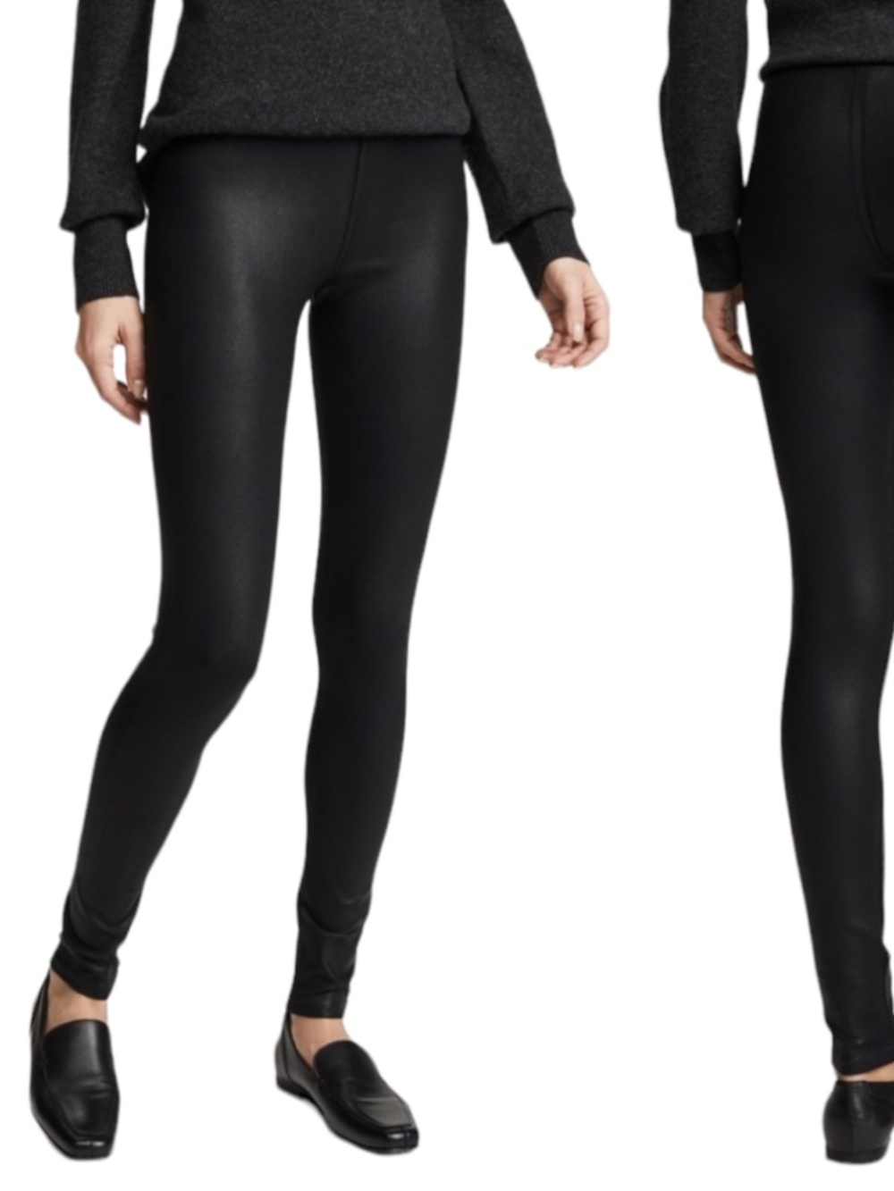 David Lerner Faux Leather Leggings M Black Coated Slim Fit Stretch Stretchy Pant